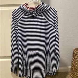 LuLaRoe Navy and White Striped Hoodie